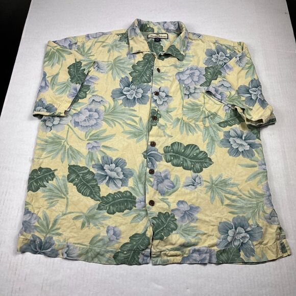 Tommy Bahama Mens Silk Button Camp Shirt Floral Print Short Sleeve Aloha Top XL - Picture 1 of 10